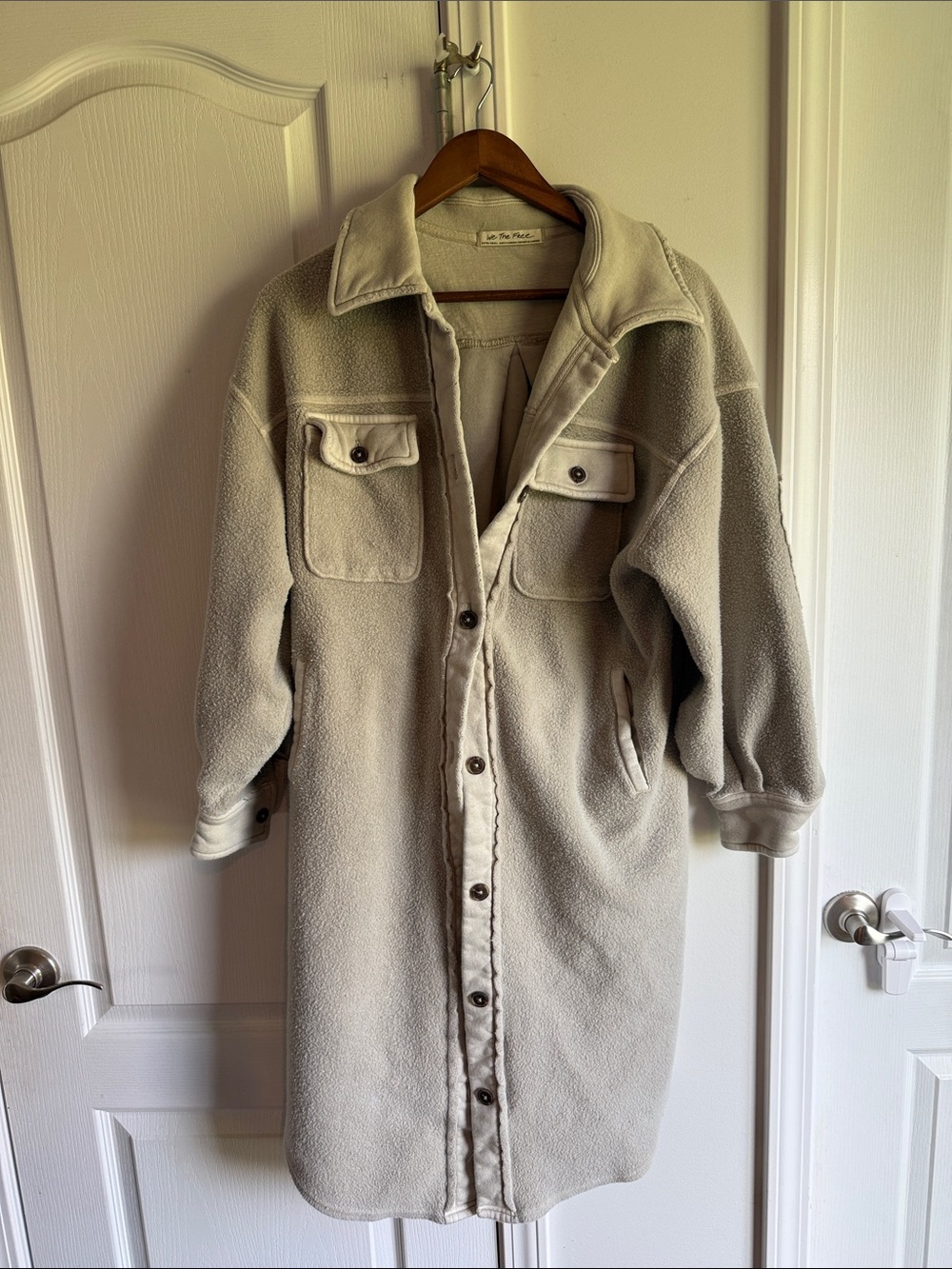 Free people ruby long shacket size XS very oversized in tan/slate